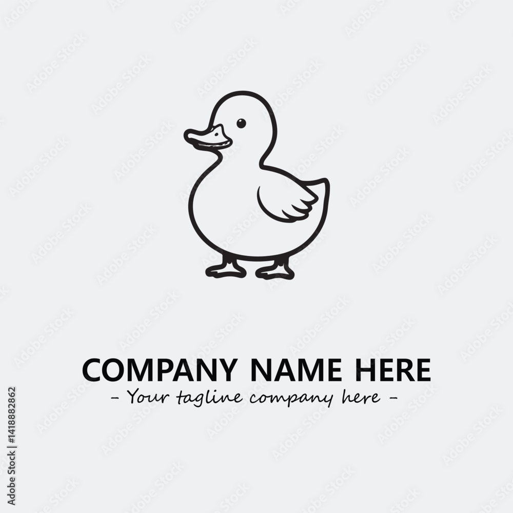 Duck illustration black and white for logo company vector image Duck illustration black and white for logo company vector image