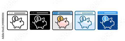 Saving Money Icon Set Multiple Style Collection