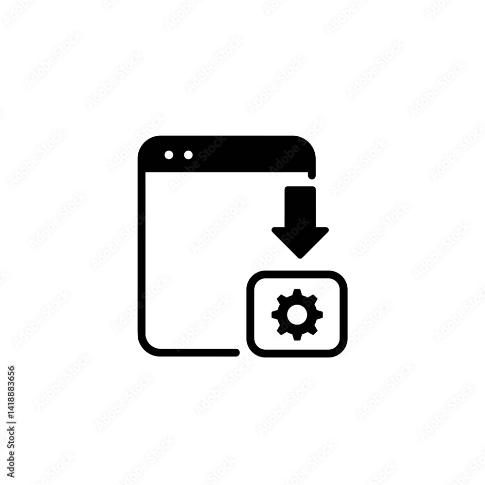 Minimalistic app update icon with download action Minimalistic app update icon with download action