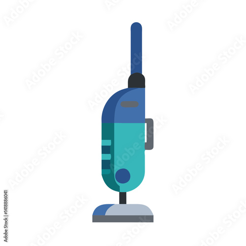 Retro-styled blue vacuum cleaner isolated on a black background
