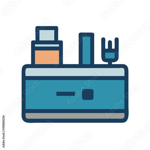 Blue Minimalist Style TV Media Console Illustration