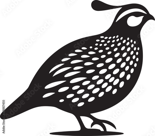Cuadro en lienzo Silhouette vector of a quail, symbolizing wildlife, birds, and nature, perfect for rural, farm, and bird-themed designs