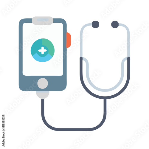 Telemedicine Concept: Mobile App Connected to a Stethoscope