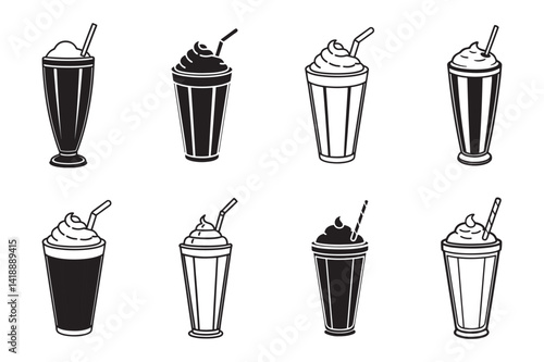 set of milkshakes vector