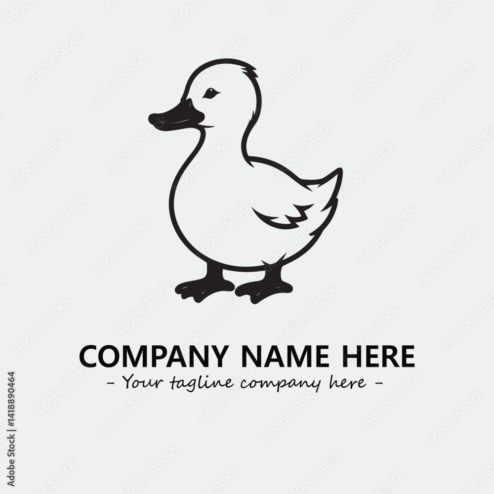 Duck illustration black and white for logo company vector image Duck illustration black and white for logo company vector image