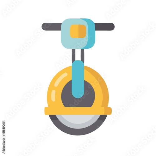 Unique Yellow and Blue Electric Unicycle Icon on Black