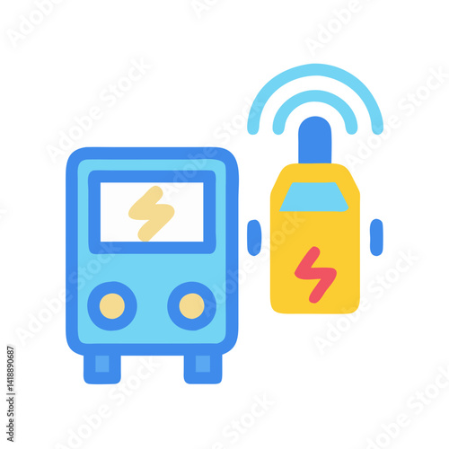 Electric vehicle wireless charging station icon on black
