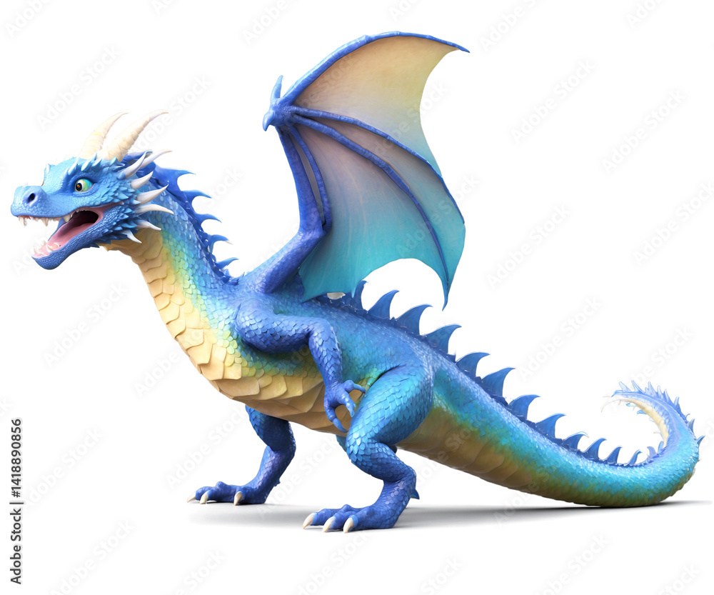 Obraz premium Enchanting Water Dragon, A Captivating Illustration of Mystical Creatures and Aquatic Fantasy Realm with Detailed Scales and Vibrant Colors Depicted