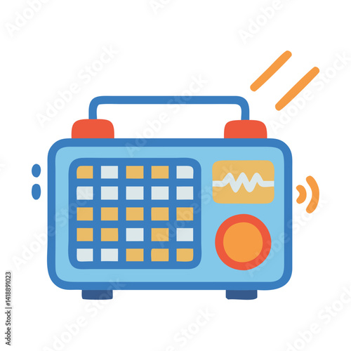 Retro Portable Radio Icon with Grid Display