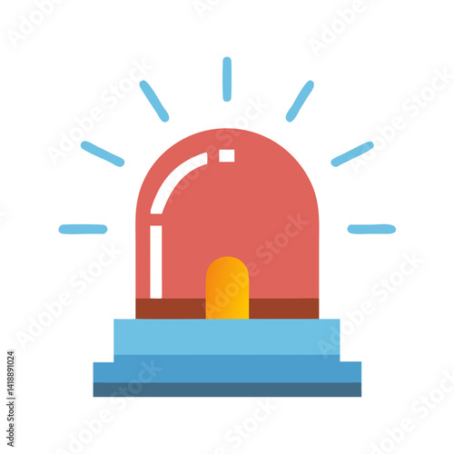Emergency Red Flashing Light Icon Isolated on Black