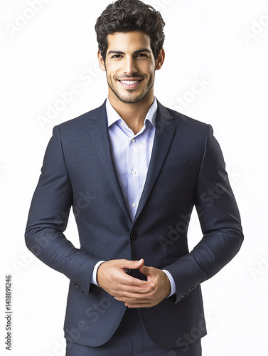 Close-up of a smiling business man, a handsome business tough guy