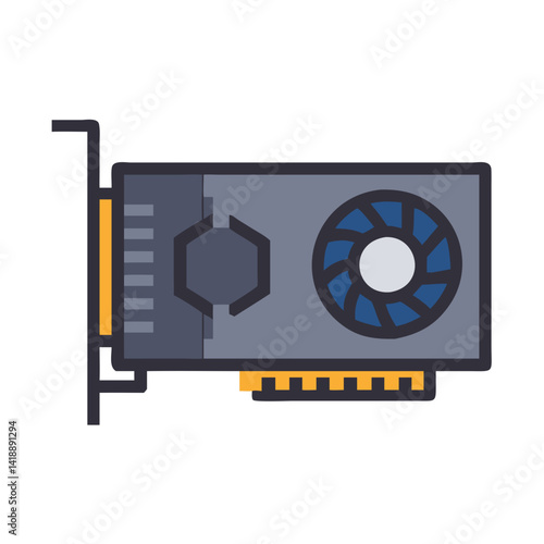 Graphics card illustration on black background for gaming PCs