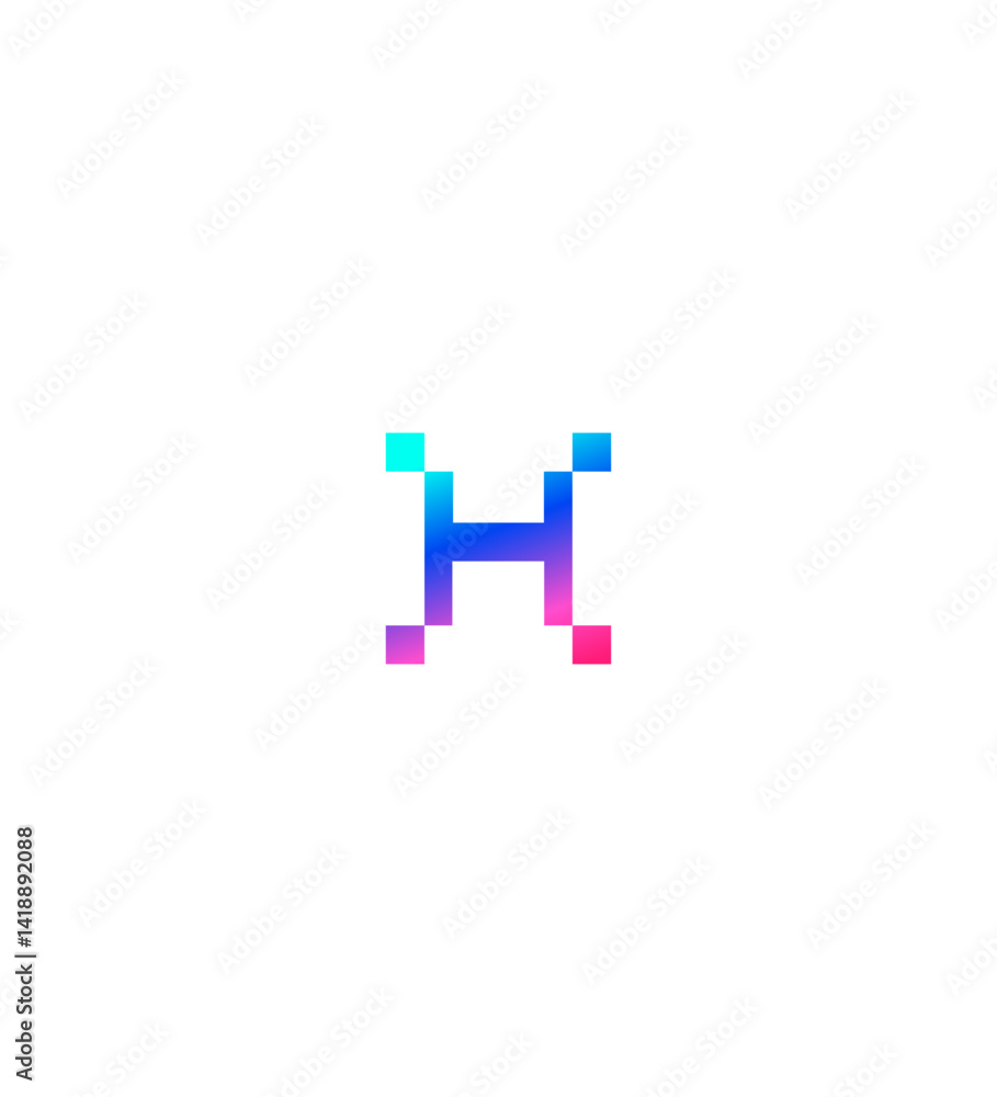 Pixelated Gradient Letter H Digital Branding Modern Logo Design Pixelated Gradient Letter H Digital Branding Modern Logo Design