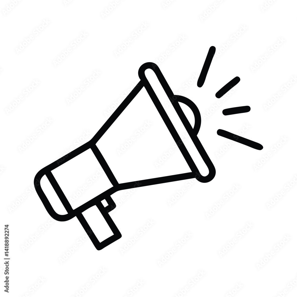 Simple Outline of a Megaphone, Announcement and Communication Vector Simple Outline of a Megaphone, Announcement and Communication Vector