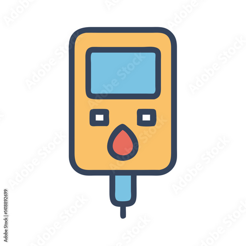Cute Illustration of Glucose Meter for Blood Sugar Monitoring
