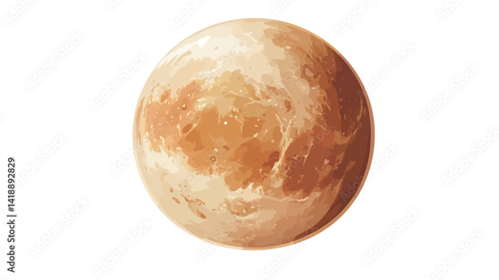digital illustration depicts a spherical celestial body with a predominantly ochre hue. Its surface texture varies subtly, with a mixture of light beige and dark burnt tones. digital illustration depicts a spherical celestial body with a predominantly ochre hue. Its surface texture varies subtly, with a mixture of light beige and dark burnt tones.