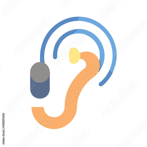 Hearing aid illustration with waves on black background