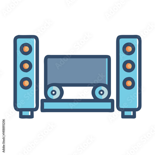 Home theater system cartoon icon, audio visual setup