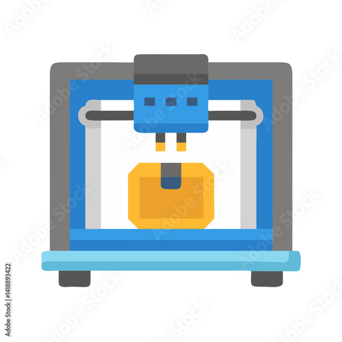 3D Printer Creating Object Technology Illustration Graphic Icon
