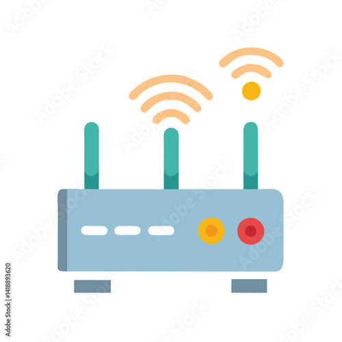 Cute Cartoon Wireless Router Illustration on Black Background
