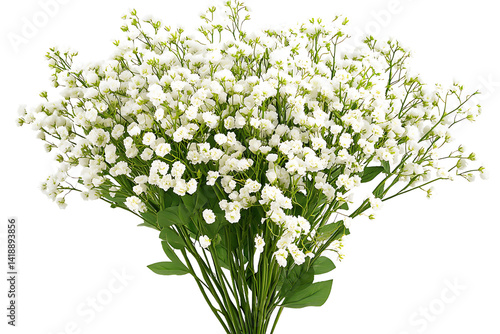 Fresh and elegant bouquet of baby's breath flowers on a transparent background