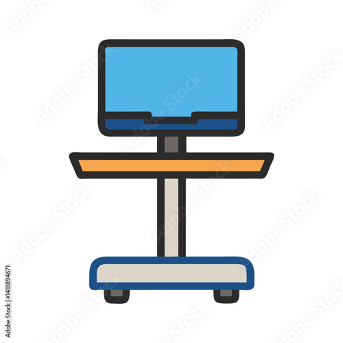 Medical Equipment Cart with Computer Screen Simple Icon