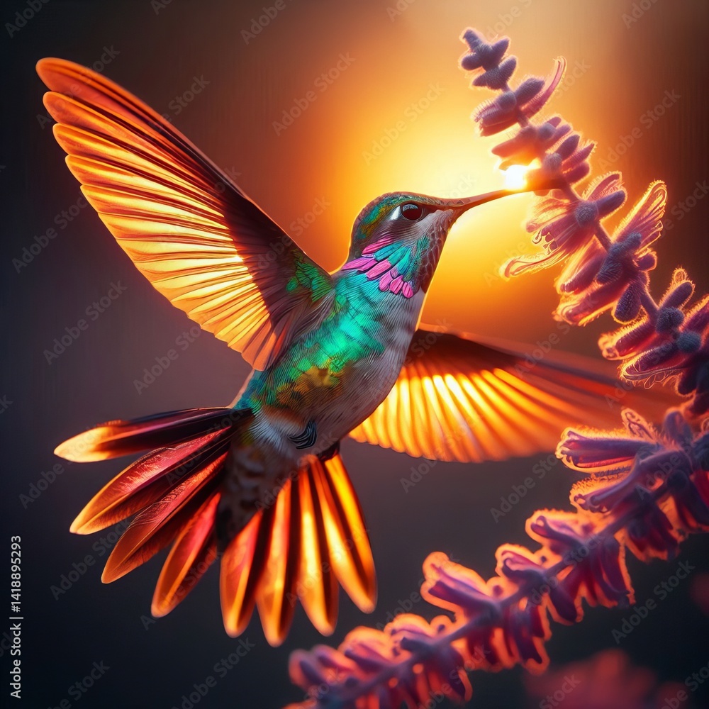 Obraz premium Hummingbird s of color against