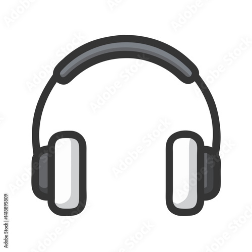 Isolated grey and white headphones on black background