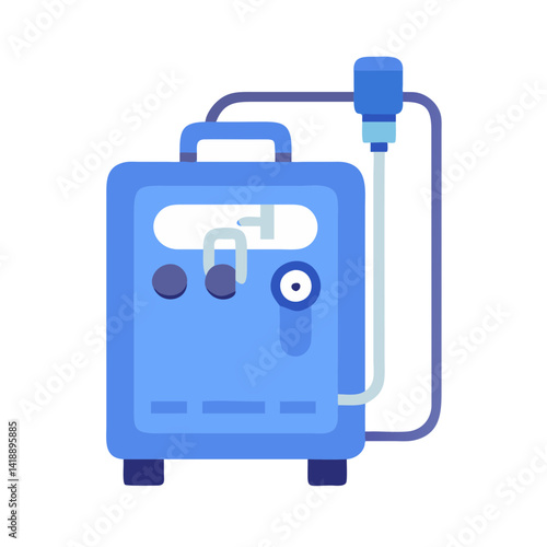 Blue Dialysis Machine Vector Illustration on Black Background