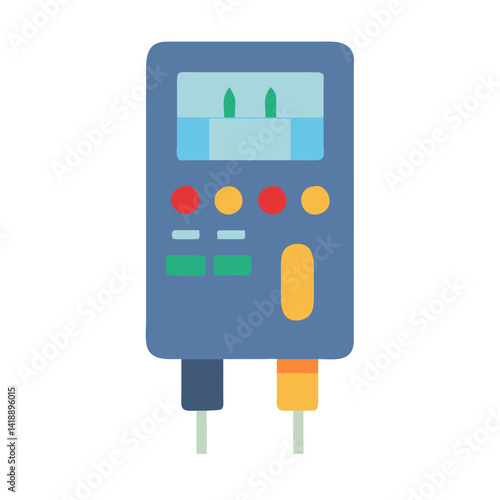 Colorful Cartoon Vector Multimeter Illustration on Black Background