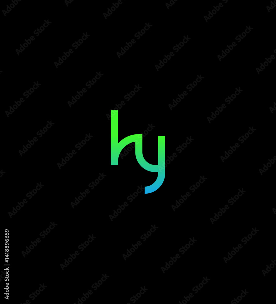 Modern Green Blue Gradient HY Logo Design Monogram Initial Modern Green Blue Gradient HY Logo Design Monogram Initial