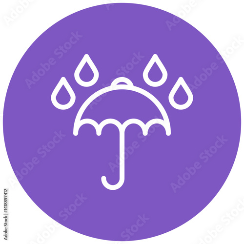Umbrella with Rain Drops Vector Icon