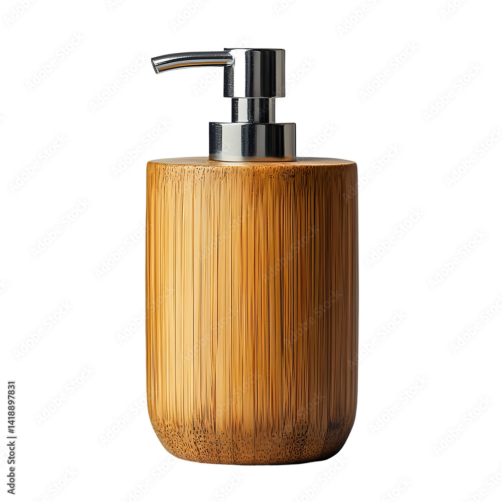 Obraz premium Eco Friendly Bamboo Soap Dispenser on Transparent Background