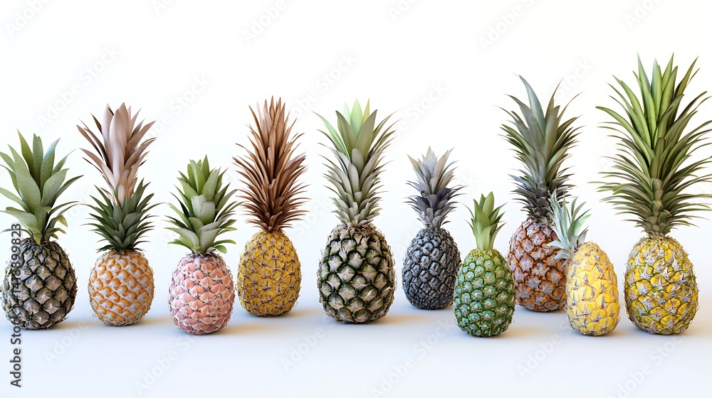 Colorful Pineapple Variety Row. Colorful Pineapple Variety Row.