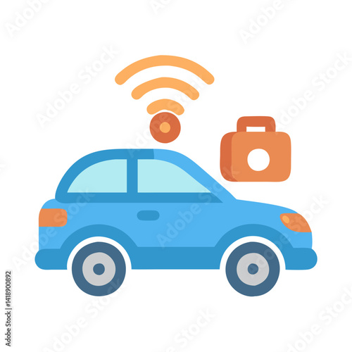 Connected car and self driving technology illustration concept