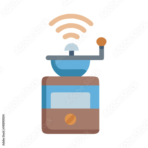 Smart Coffee Grinder WiFi Symbol Isolated on Black