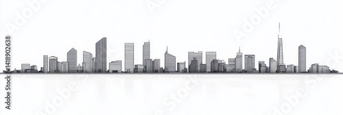 Minimalist Atlanta City Skyline Line Art Black and White Simple Urban Silhouette