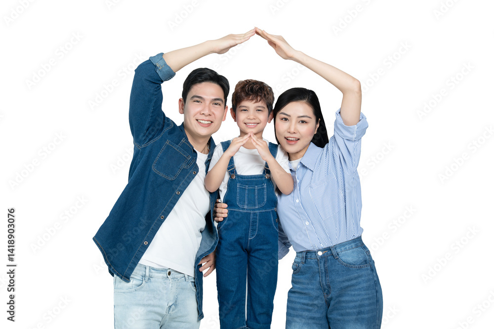 Obraz premium portrait of an asian family posing on a white background