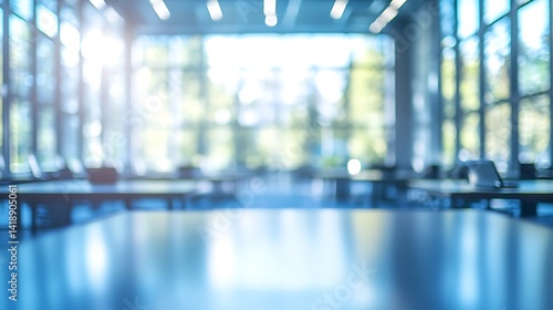 Abstract blurred office interior room. blurry working space with defocused effect. use for background or backdrop in business concept