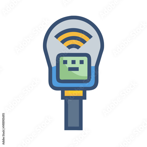 Smart parking meter icon, modern technology parking solution