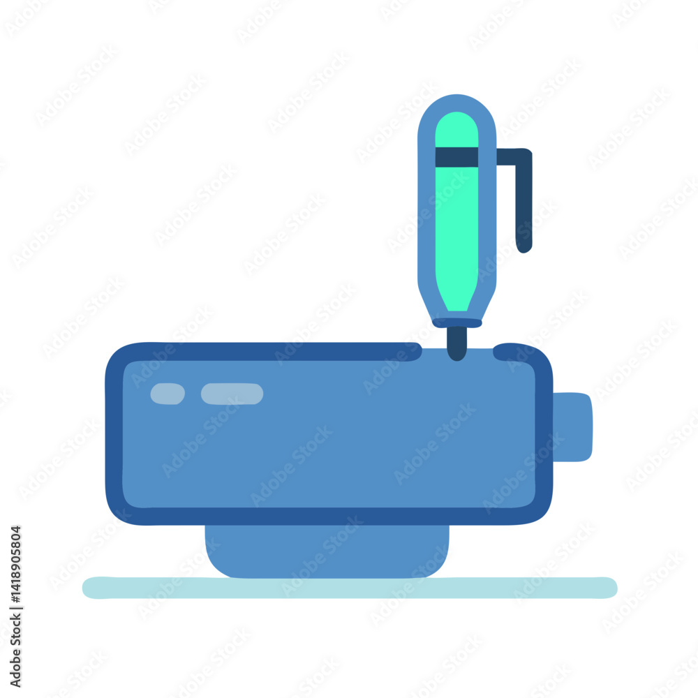 Obraz premium Abstract blue engine block with turquoise oil dipstick