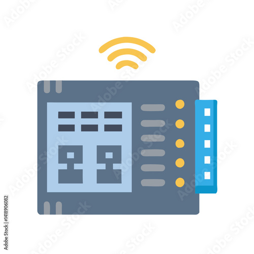 Wireless Electronic Circuit Board Illustration on Black Background