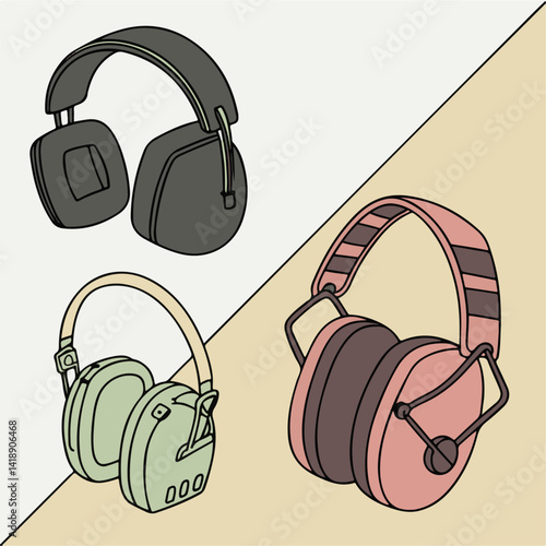headphones and Hearing Protection Symbol. PPE Icon for Noise Reduction and Occupational Safety