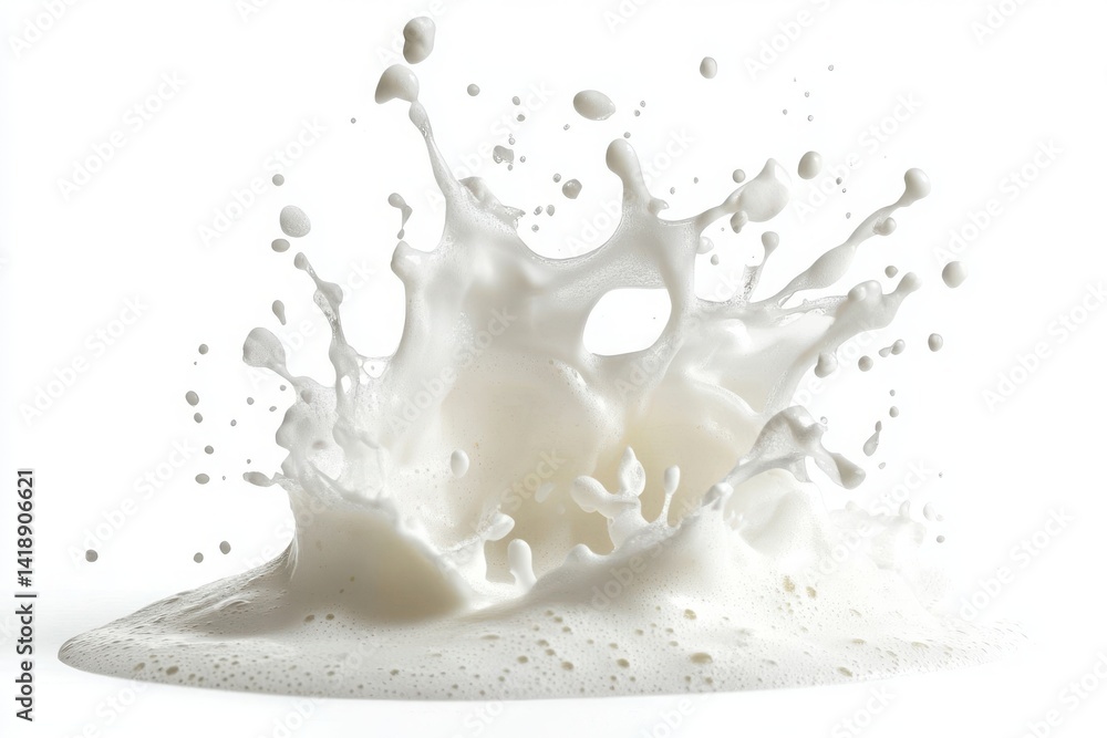 A fresh splash of white milk, a healthy dairy drink, isolated in motion A fresh splash of white milk, a healthy dairy drink, isolated in motion