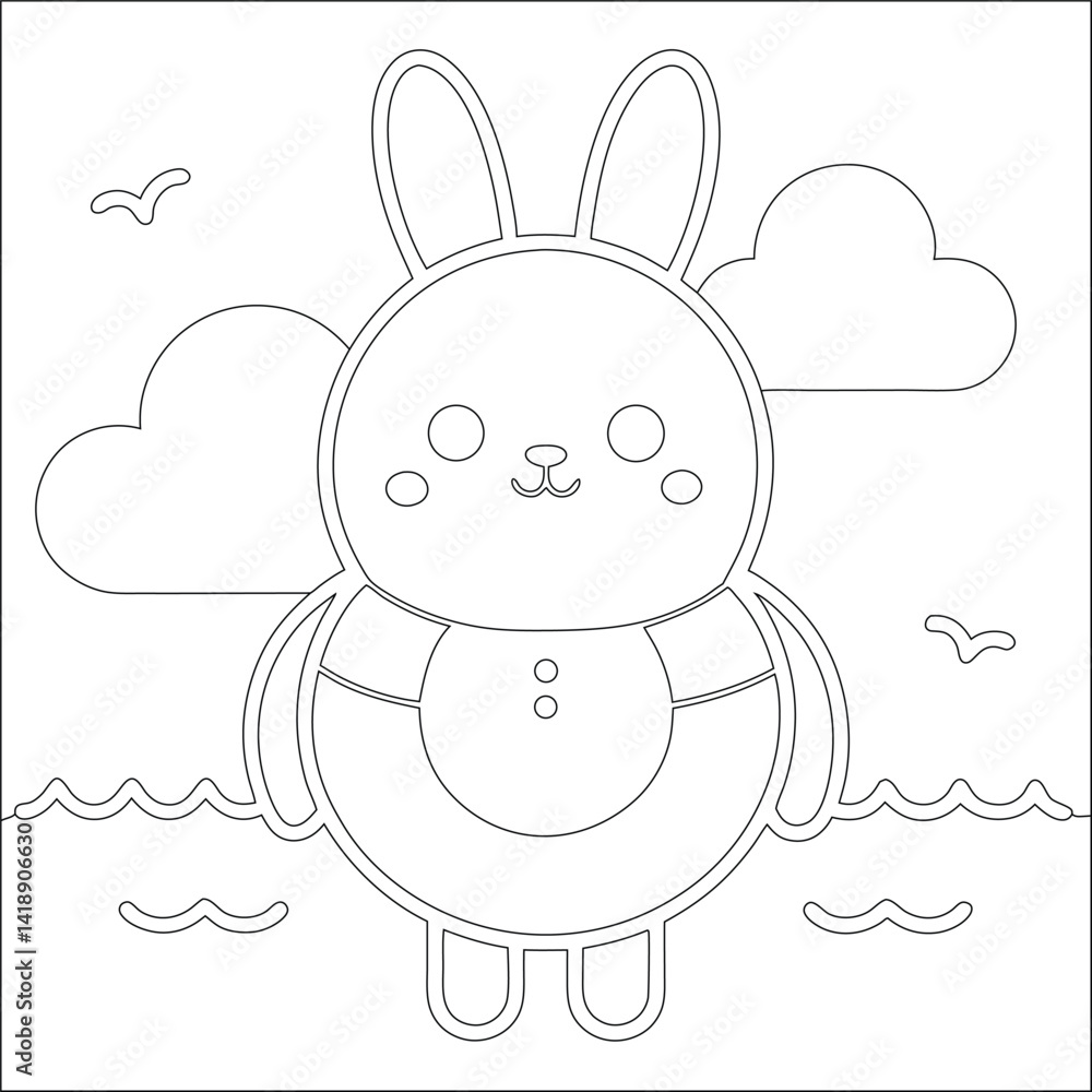 Easter bunny with rabbit line art Easter bunny with rabbit line art