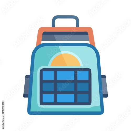 Colorful illustration of a vintage travel suitcase or bag