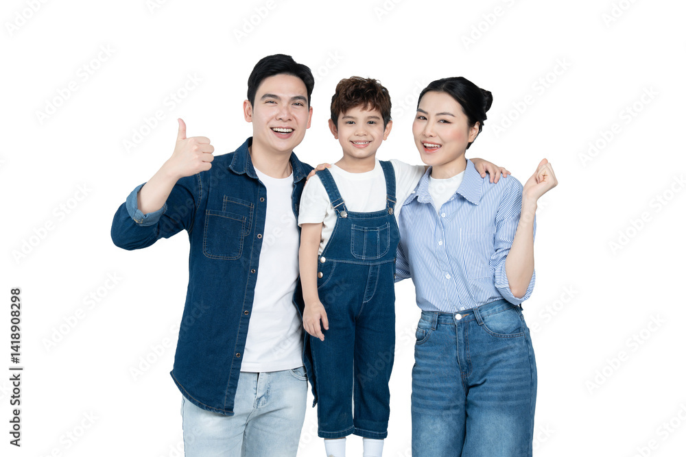 portrait of an asian family posing on a white background portrait of an asian family posing on a white background
