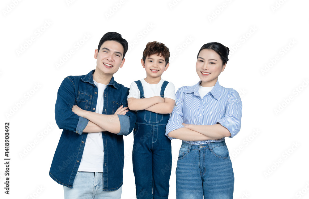 Fototapeta premium portrait of an asian family posing on a white background