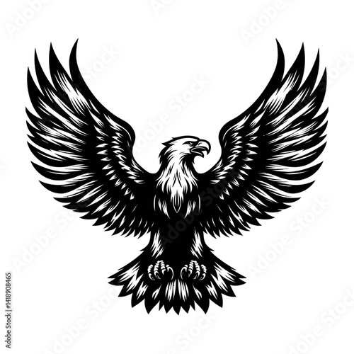 eagle silhouette black white vector 