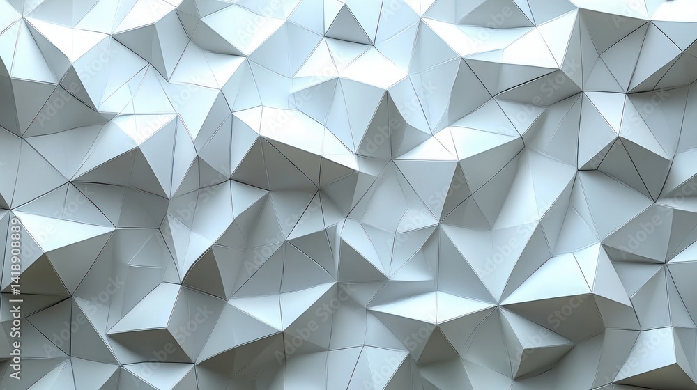 Fototapeta premium Minimalistic White Geometric Low Poly Triangular Abstract Background with Soft Lighting and Symmetrical Design